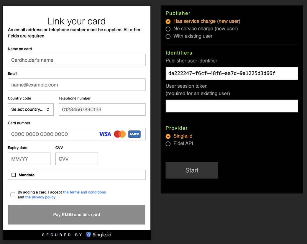 New user with service charge